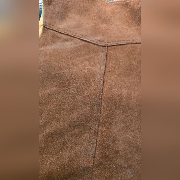 Vintage Men's Yellow Leather Vest with Suede Back Size M-L - Picture 9 of 11